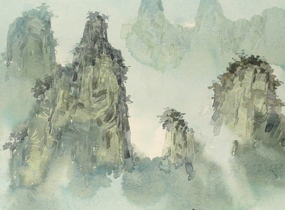陳維信「雲の海（中国・黄山）」水彩画・10号　拡大画像2