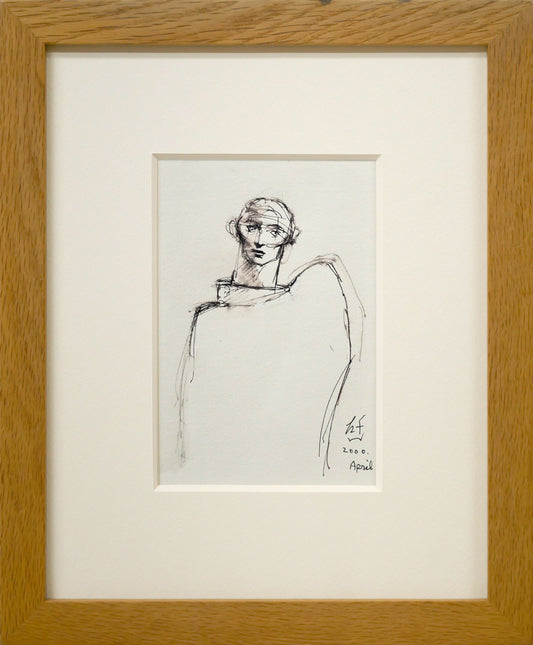舟越桂「Untitled」紙にインク・水彩画