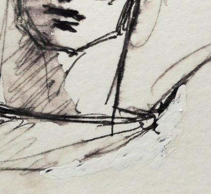 舟越桂「Untitled」紙にインク・水彩画　拡大画像3