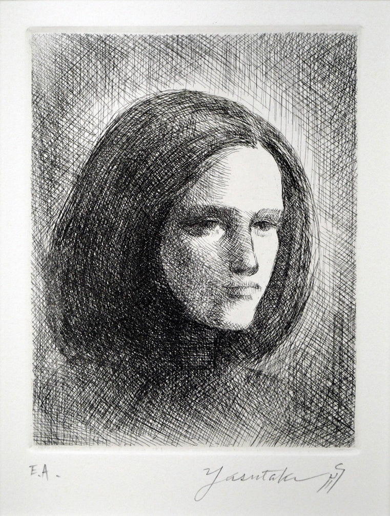 舟越保武「若い女」銅版画　作品全体画像