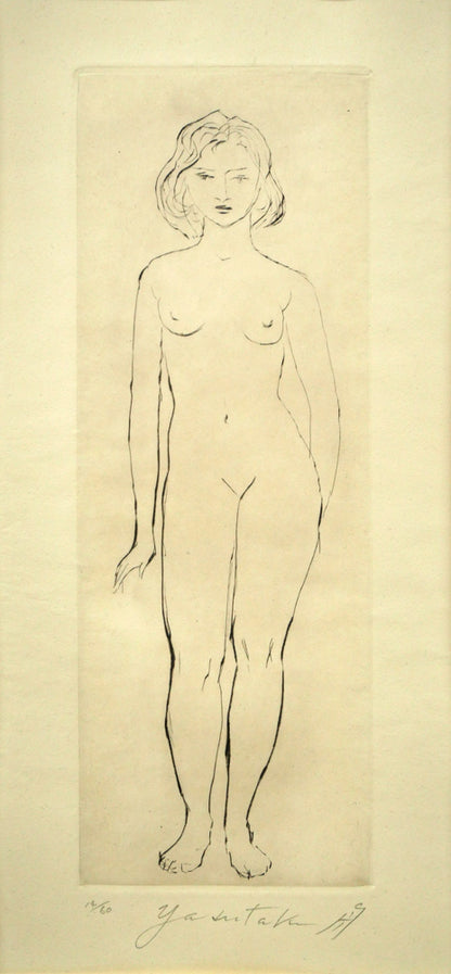 舟越保武「裸婦立像」銅版画　作品全体画像