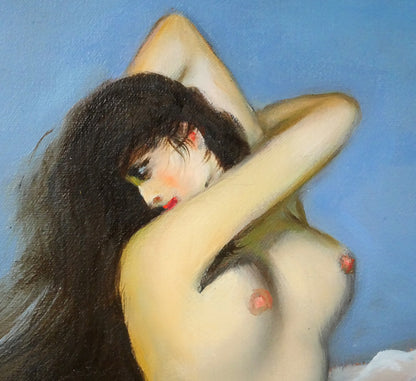 古沢岩美「アンダルシアの午後」油絵・P6号　拡大画像2