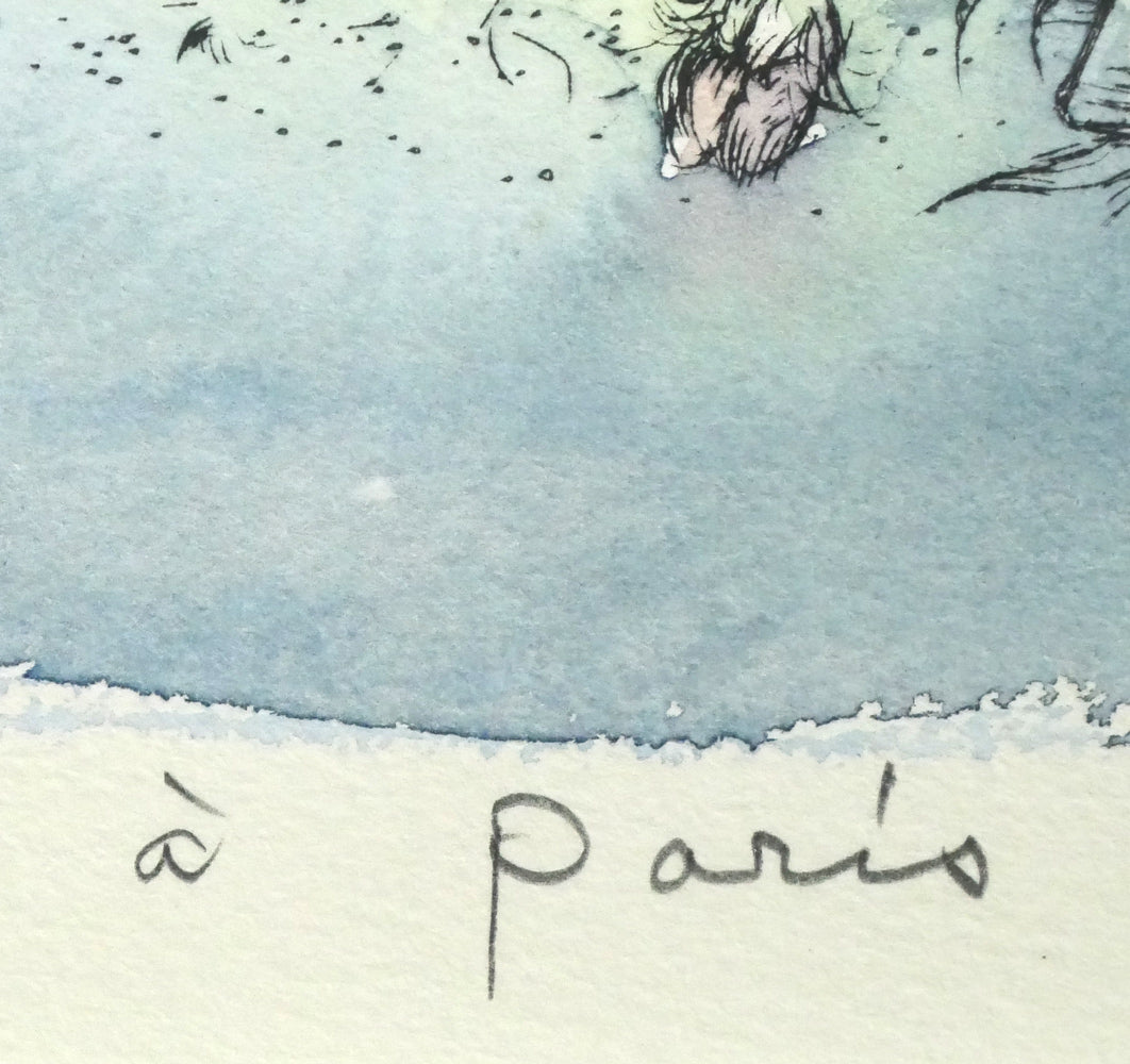 古沢岩美「襲われたコリーヌ」リトグラフに手彩色（パリ制作）　制作場所