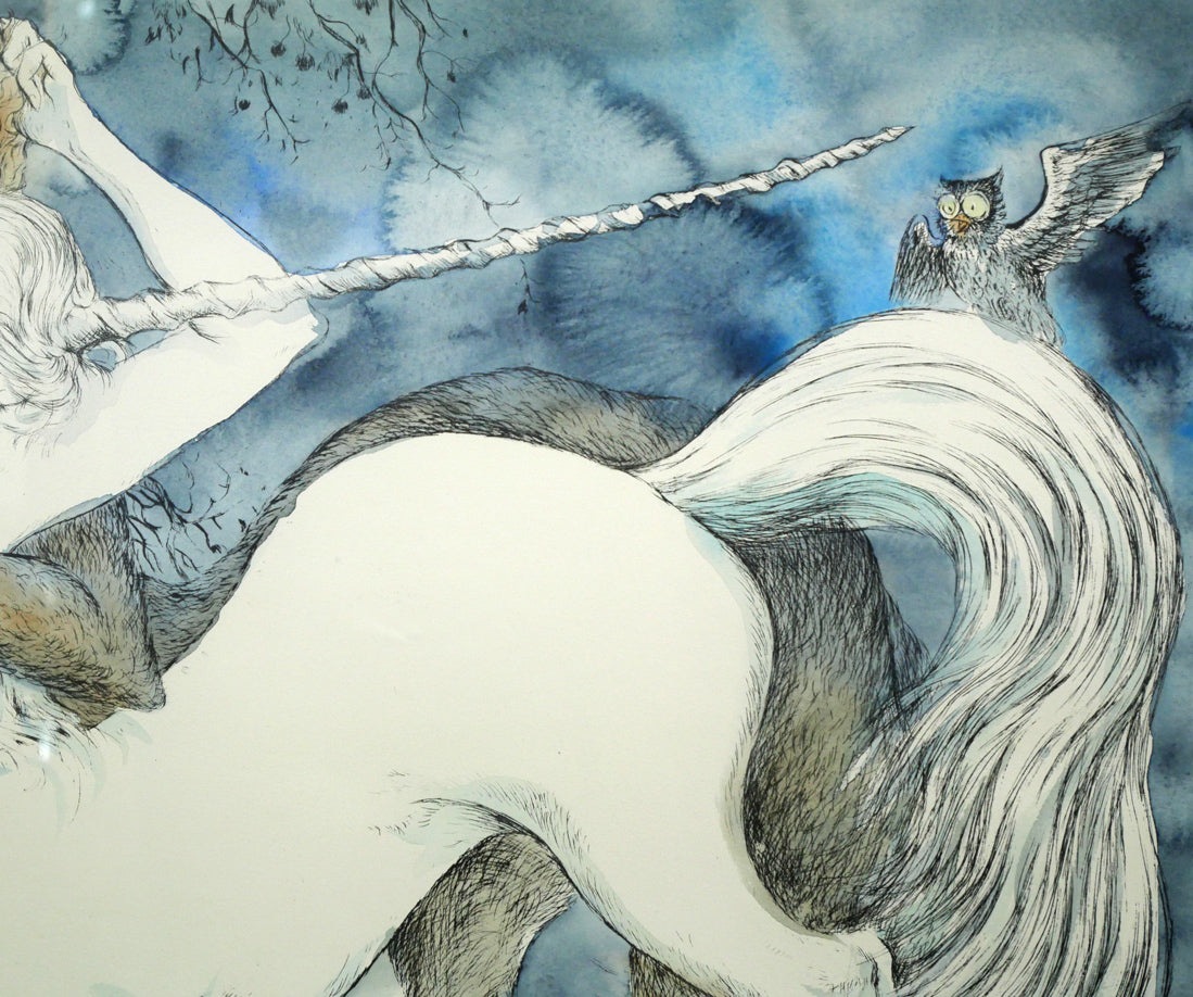 古沢岩美「襲われたコリーヌ」リトグラフに手彩色（パリ制作）　拡大画像3
