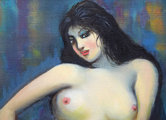 古沢岩美「裸婦」油絵・F3号　拡大画像1