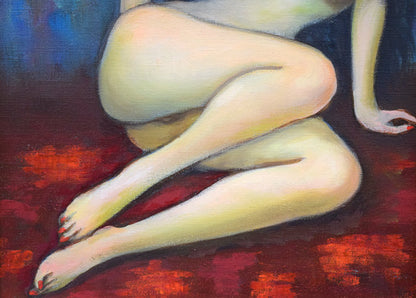 古沢岩美「裸婦」油絵・F3号　拡大画像4