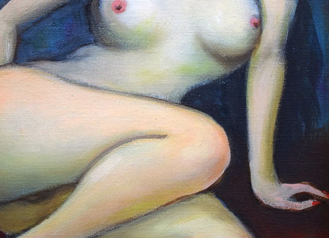 古沢岩美「裸婦」油絵・F3号　拡大画像3