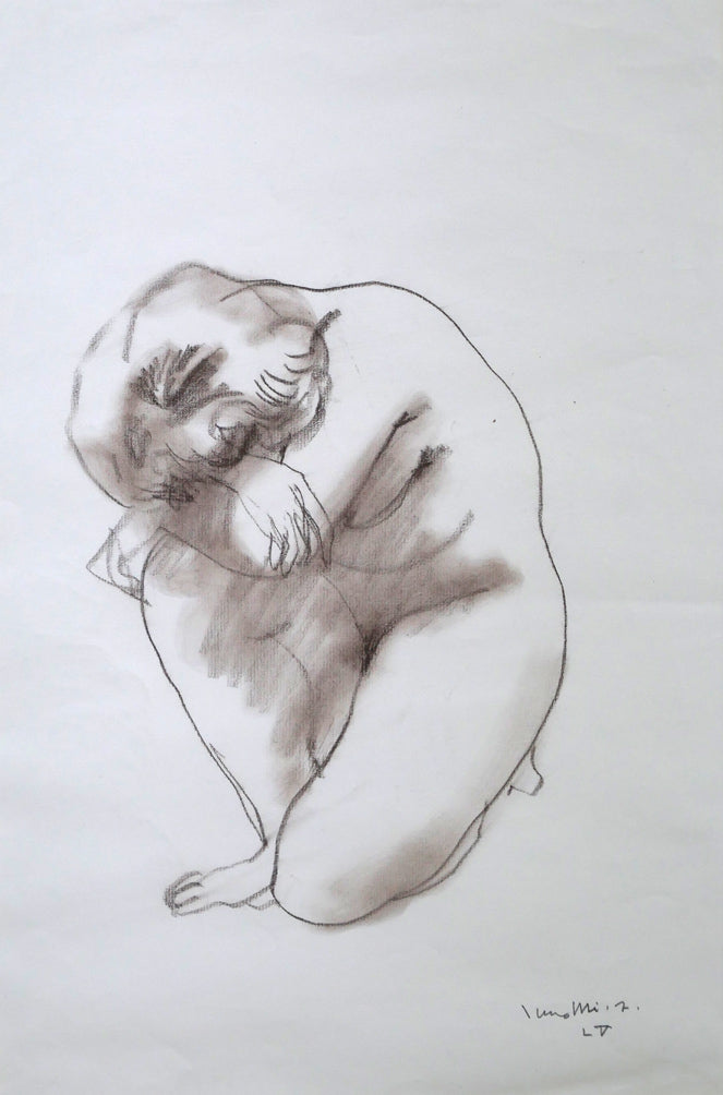古沢岩美「裸婦」コンテ素描・8号　作品全体拡大画像