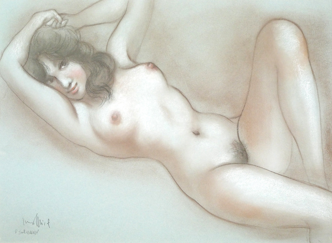 古沢岩美「裸婦」パステル画・20号　作品全体拡大画像