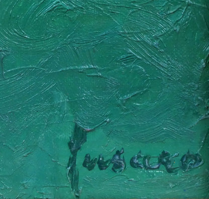 ジャン・フサロ（Jean　Fusaro）「競馬場（Champ　de　course）」油絵・F8号　サイン拡大画像