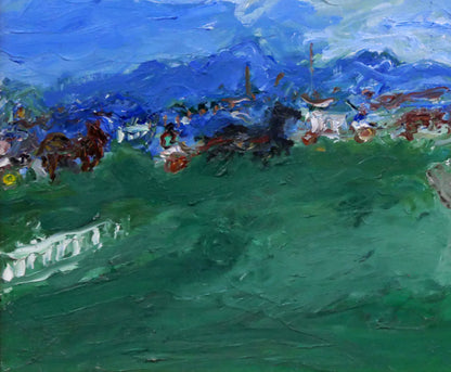 ジャン・フサロ（Jean　Fusaro）「競馬場（Champ　de　course）」油絵・F8号　拡大画像3