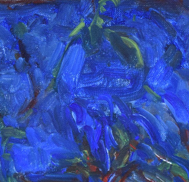 伏木田光夫「ブルーに染まる風景」油絵・S3号　拡大画像1