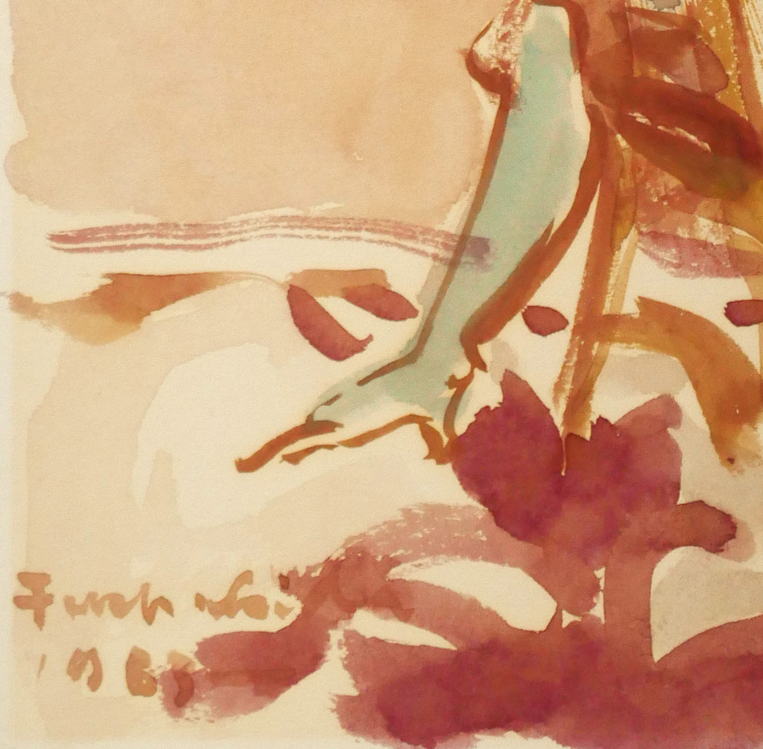 伏木田光夫「もの想い」水彩画・色紙　拡大画像4