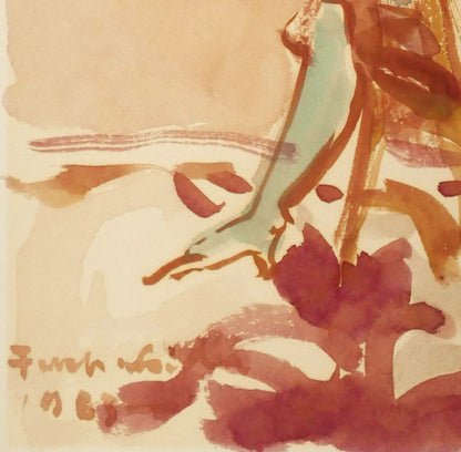 伏木田光夫「もの想い」水彩画・色紙　拡大画像4