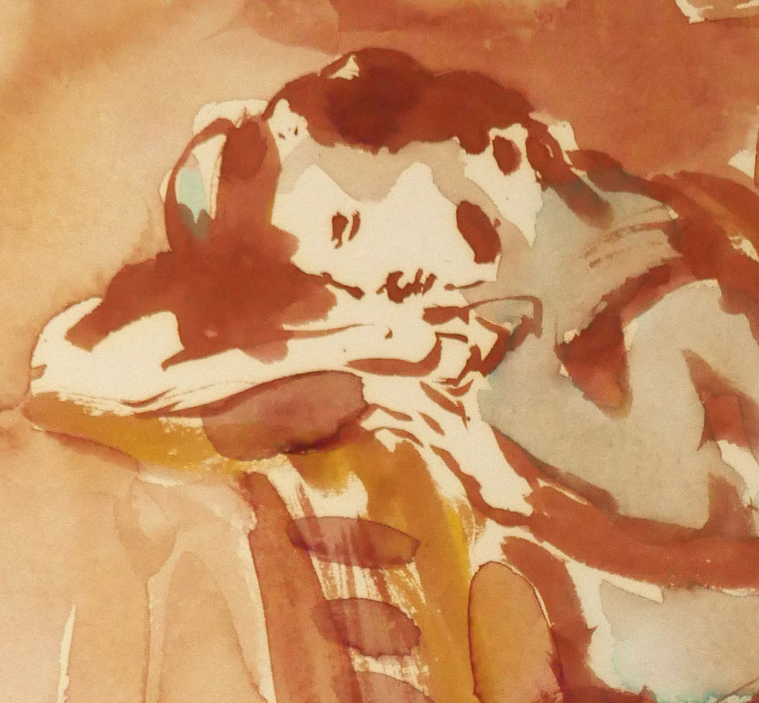 伏木田光夫「もの想い」水彩画・色紙　拡大画像2
