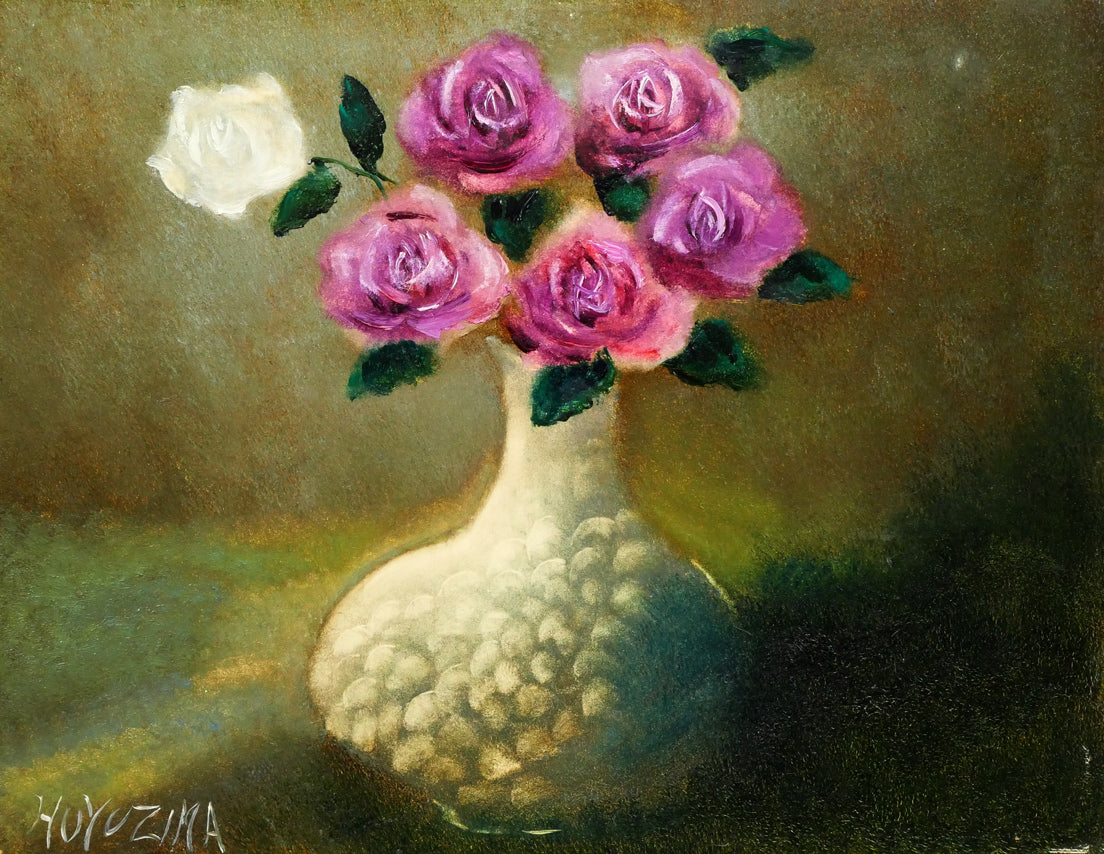 冬島大二郎「薔薇」油絵・F6号　作品全体画像