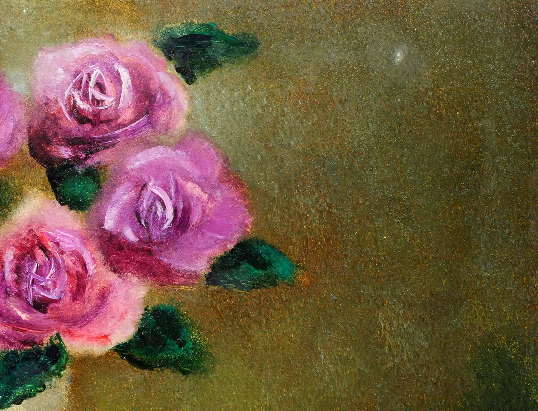 冬島大二郎「薔薇」油絵・F6号　拡大画像2