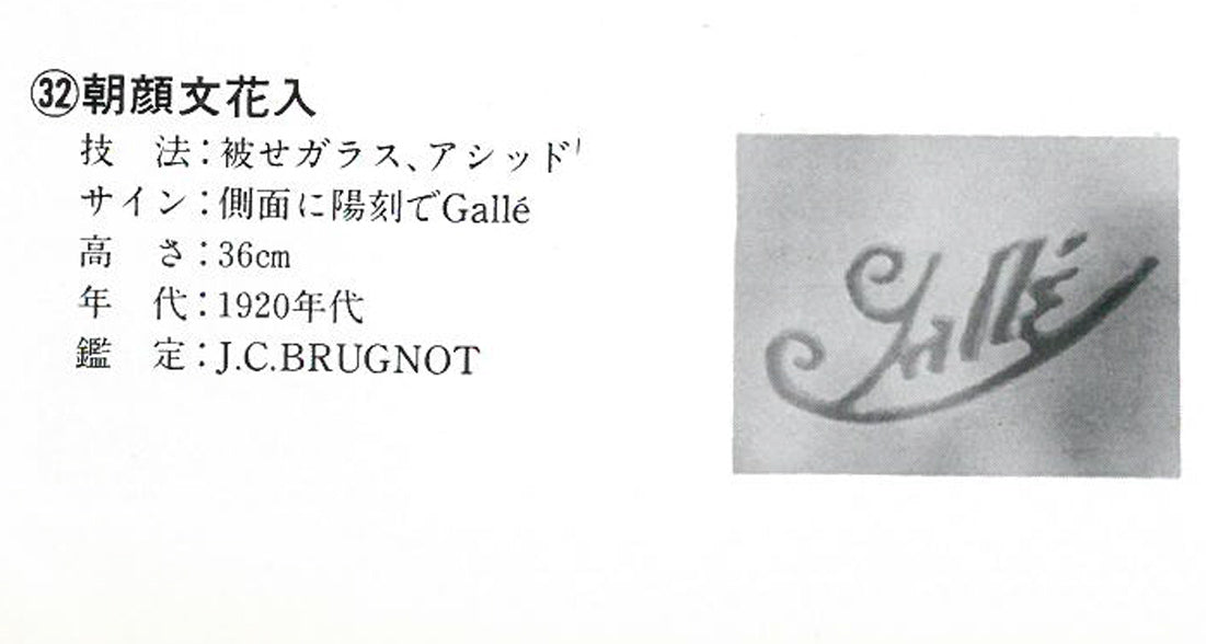 エミール　ガレ（Emile　Galle）「朝顔文花入」被せガラス・アシッド　資料内容2拡大画像2