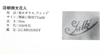 エミール　ガレ（Emile　Galle）「朝顔文花入」被せガラス・アシッド　資料内容2拡大画像2