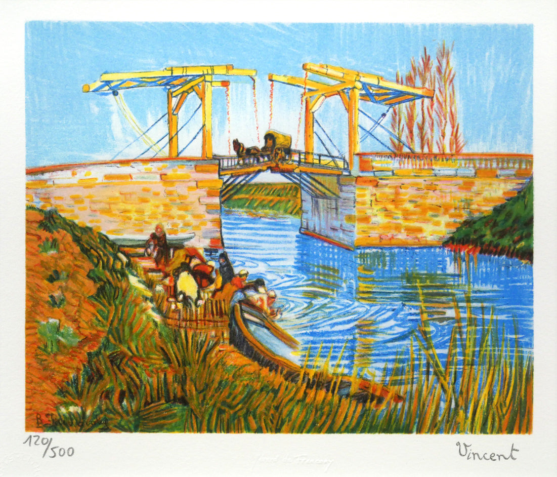 ゴッホ（GOGH）「アルルの跳ね橋」リトグラフ　作品全体画像