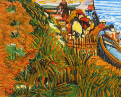 ゴッホ（GOGH）「アルルの跳ね橋」リトグラフ　拡大画像3