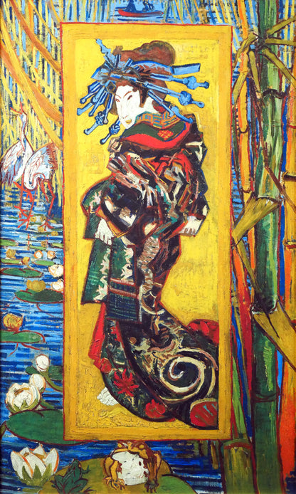 ヴィンセント　ヴァン　ゴッホ(Vincent　Van　GOGH)「花魁（渓斉英泉による）」ファイングラフィー　作品全体画像