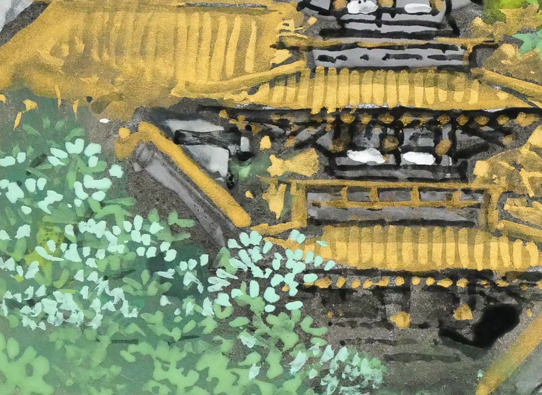 後藤純男「新緑塔映」日本画・SM　拡大画像3