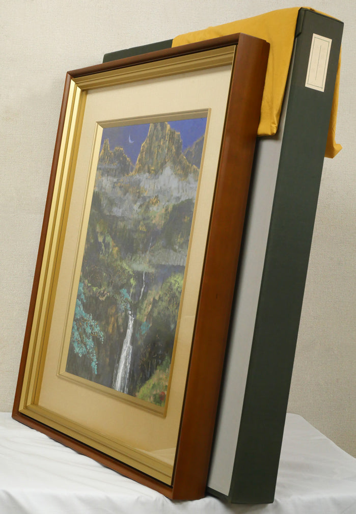 後藤純男「深山浄韻」日本画・P10号　付属品画像（黄袋、布タトウ箱）