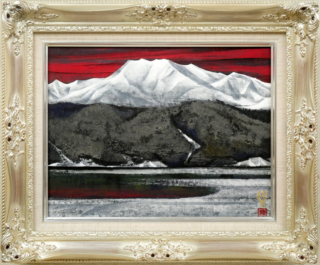 下田正次「常滑花挿し」油絵・F3号