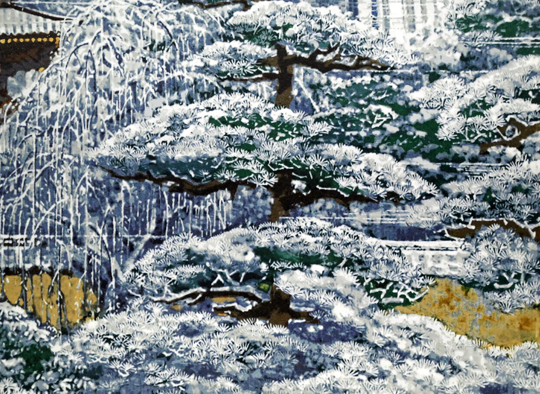 後藤純男「春雪の大和」リトグラフ・8号変形　拡大画像5