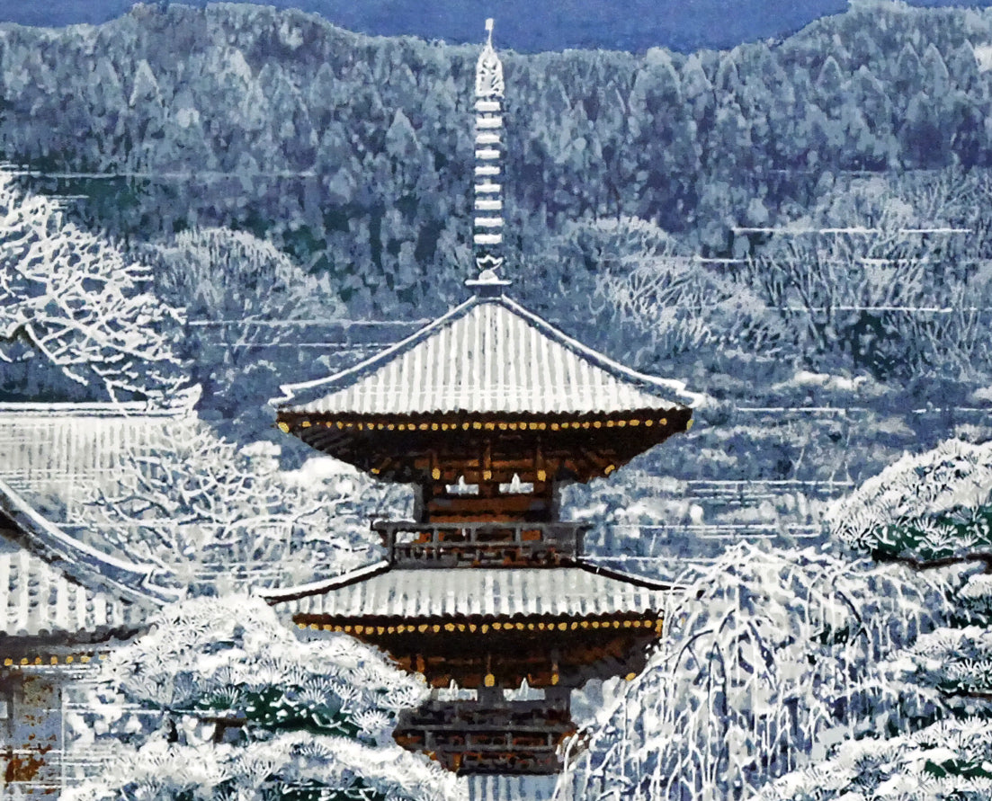 後藤純男「春雪の大和」リトグラフ・8号変形　拡大画像2
