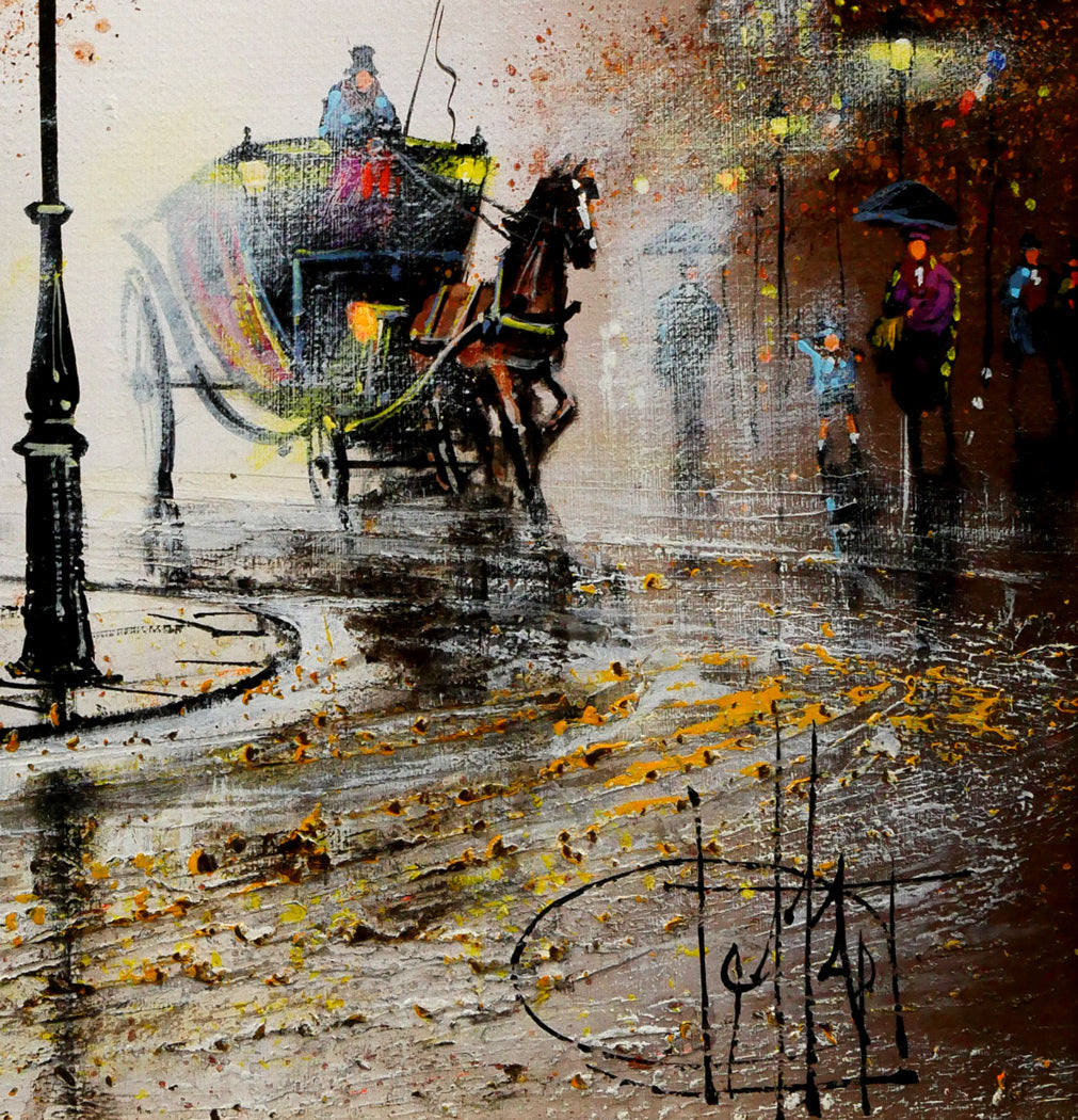 ギィ　デサップ(Guy　DESSAPT)「パリ、フランス学士院と馬車」油絵・仏F5号　拡大画像4
