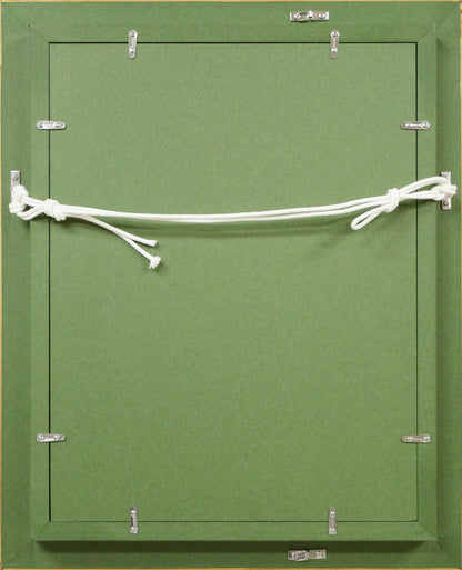 萩谷巌「静物（薔薇）」油絵・F4号　額縁裏側画像