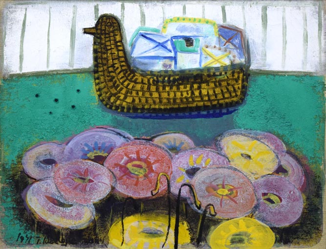 箱根寿保「花の贈りもの」油絵・F6号　作品全体画像