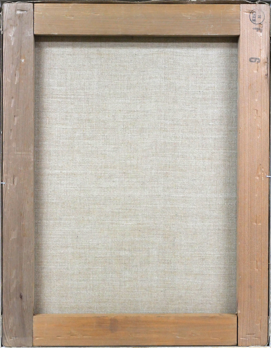 箱根寿保「鳩車とペルシャ壺」油絵・F6号　キャンバス裏側画像