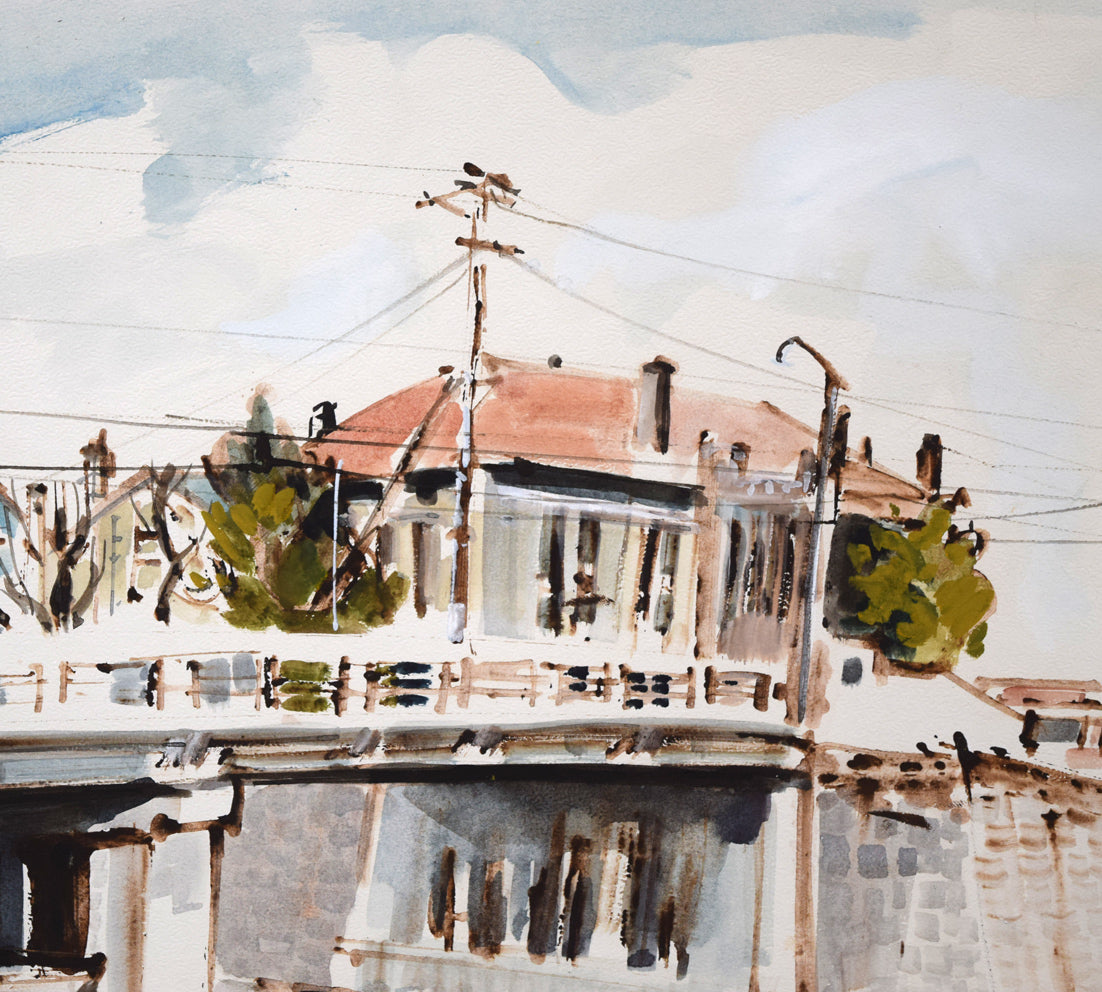 浜田泰介「Otaru（小樽）」水彩画・10号　拡大画像3