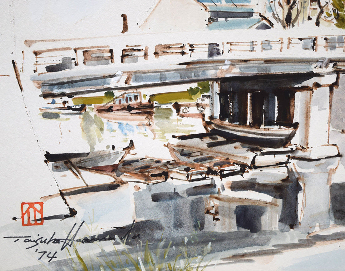 浜田泰介「Otaru（小樽）」水彩画・10号　拡大画像4