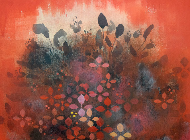羽生輝「花」彩色画・8号　拡大画像2