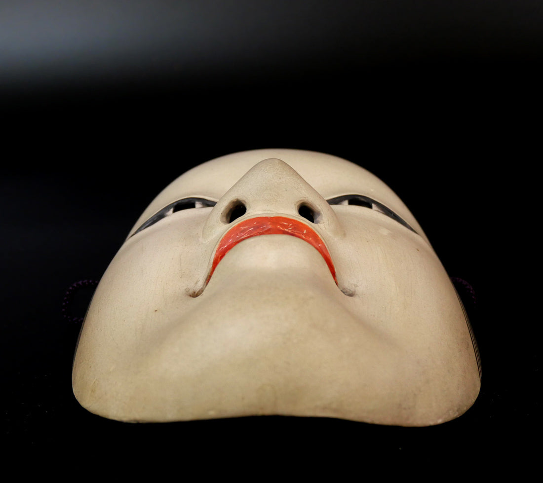 羽生光善「孫次郎」木彫彩色能面・共箱・面袋付　作品全体画像5