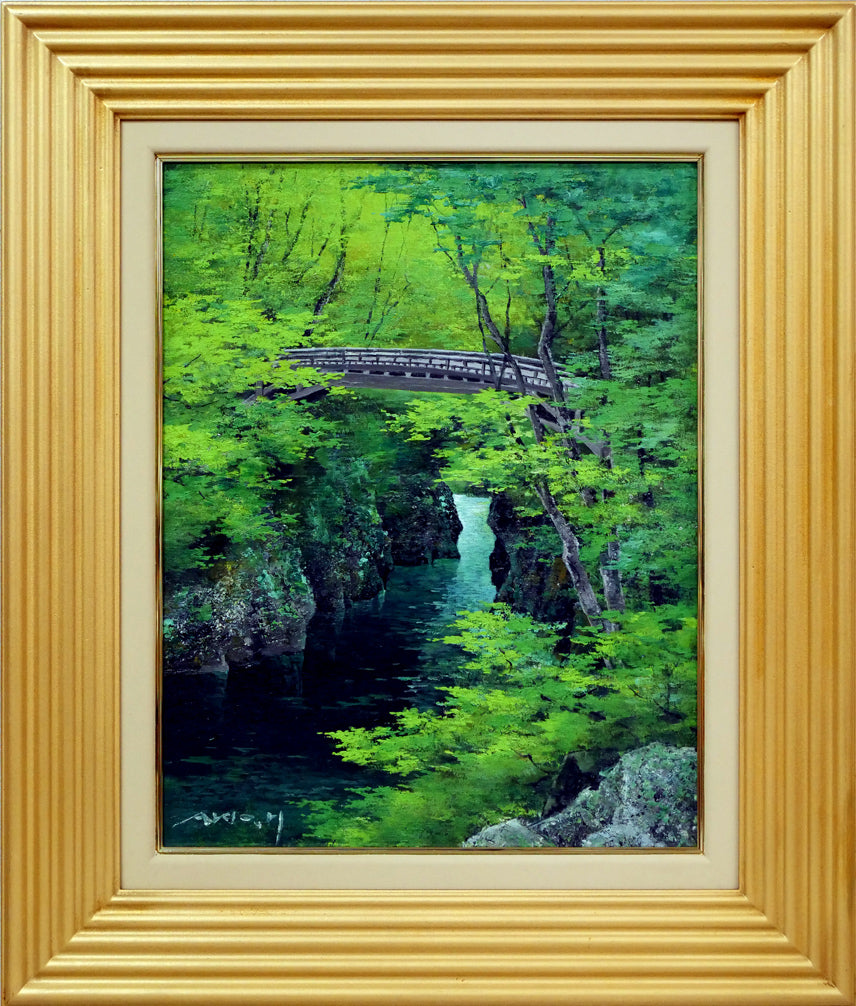 原田彰夫「こおろぎ橋（石川県・山中温泉）」油絵・F6号