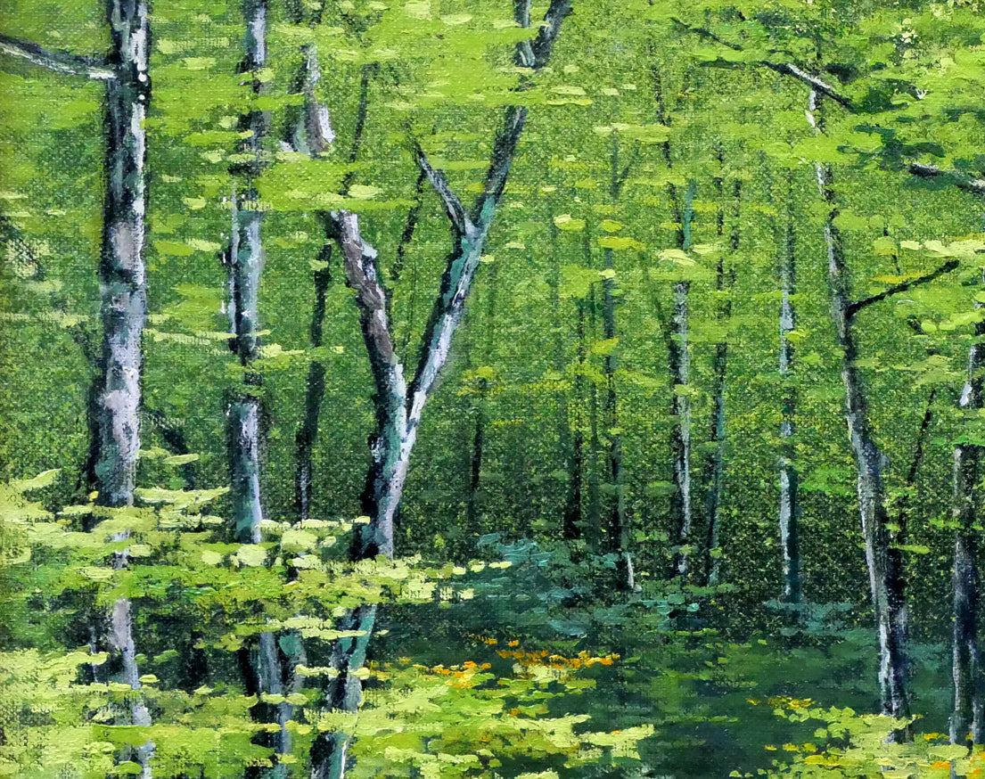 原田彰夫「緑韻」油絵・F6号　拡大画像1