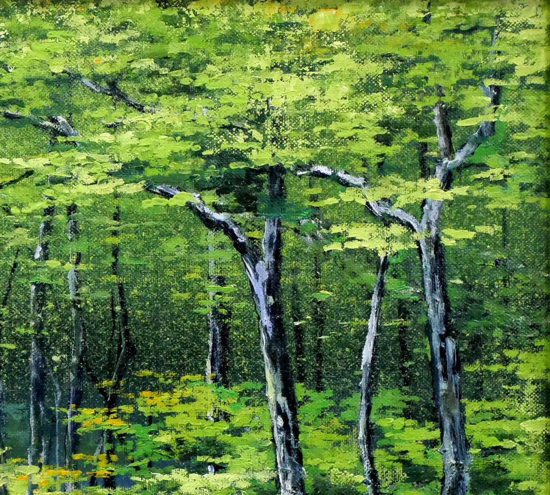 原田彰夫「緑韻」油絵・F6号　拡大画像2