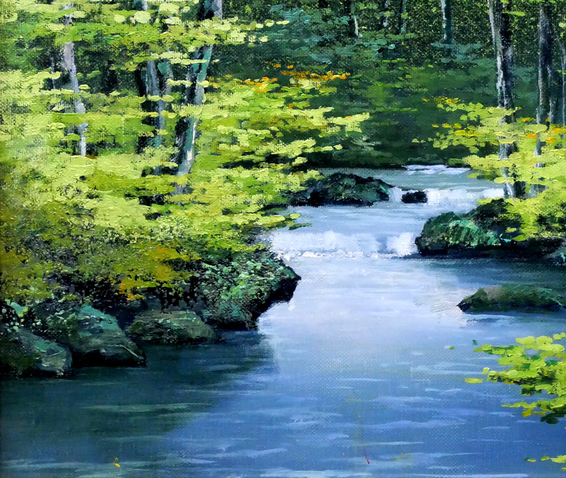 原田彰夫「緑韻」油絵・F6号　拡大画像3