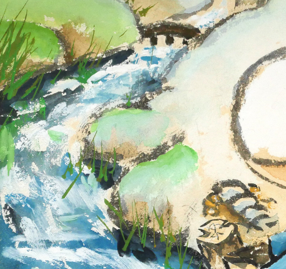 はらみちを「母さんはボクの河だ」水彩画・5号　拡大画像3