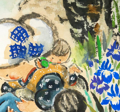 はらみちを「母さんはボクの河だ」水彩画・5号　拡大画像5