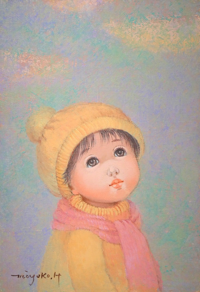 はしぐちみよこ（橋口美代子）「雲にのりたい」油絵・SM　作品全体画像
