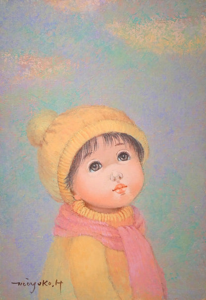 はしぐちみよこ（橋口美代子）「雲にのりたい」油絵・SM　作品全体画像
