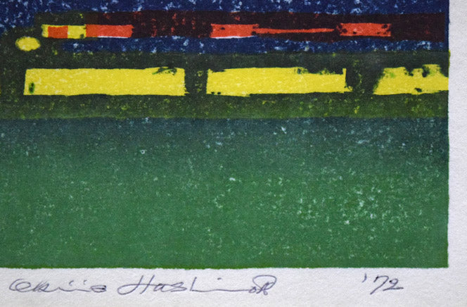 橋本興家「夜富士」木版画　サイン・年記（1972年作）拡大画像
