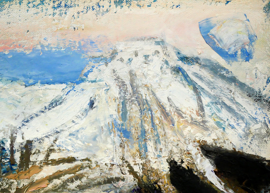 橋本三郎「残雪駒ヶ岳」油絵・F4号　拡大画像2