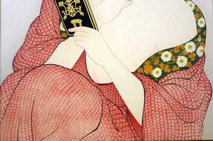 橋口五葉「化粧の女」木版画（雲母摺り）　拡大画像3